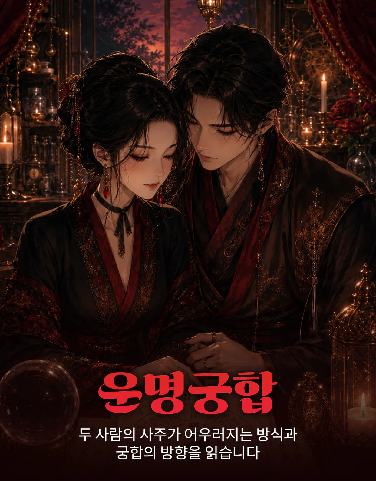 인연궁합 - 두 사람의 인연, 성격, 감정, 재산과 혼인 흐름을 함께 비교합니다.